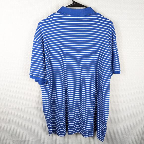 Polo Ralph Lauren 2XL Blue White Striped Pima Interlock Pony Men’s Polo Shirt - Picture 4 of 4